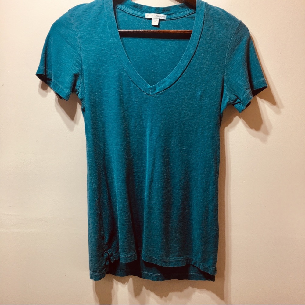 James Perse Standard Deep V Neck Teal T-Shirt S